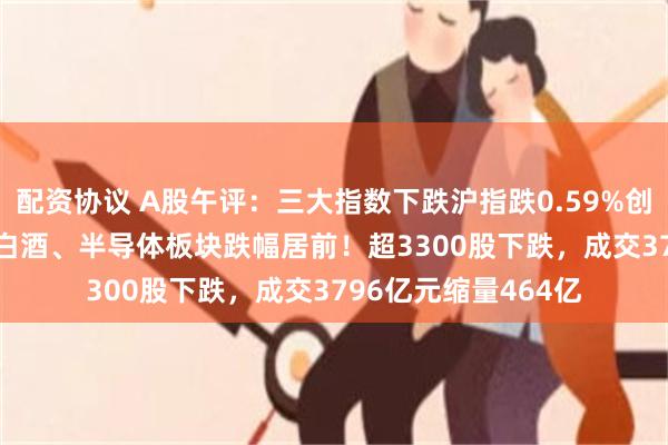 配资协议 A股午评：三大指数下跌沪指跌0.59%创业板指跌1.55%，白酒、半导体板块跌幅居前！超3300股下跌，成交3796亿元缩量464亿