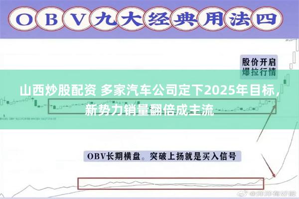 山西炒股配资 多家汽车公司定下2025年目标，新势力销量翻倍成主流