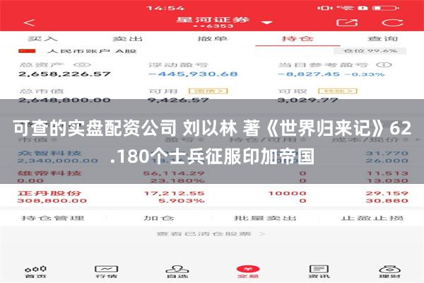 可查的实盘配资公司 刘以林 著《世界归来记》62.180个士兵征服印加帝国